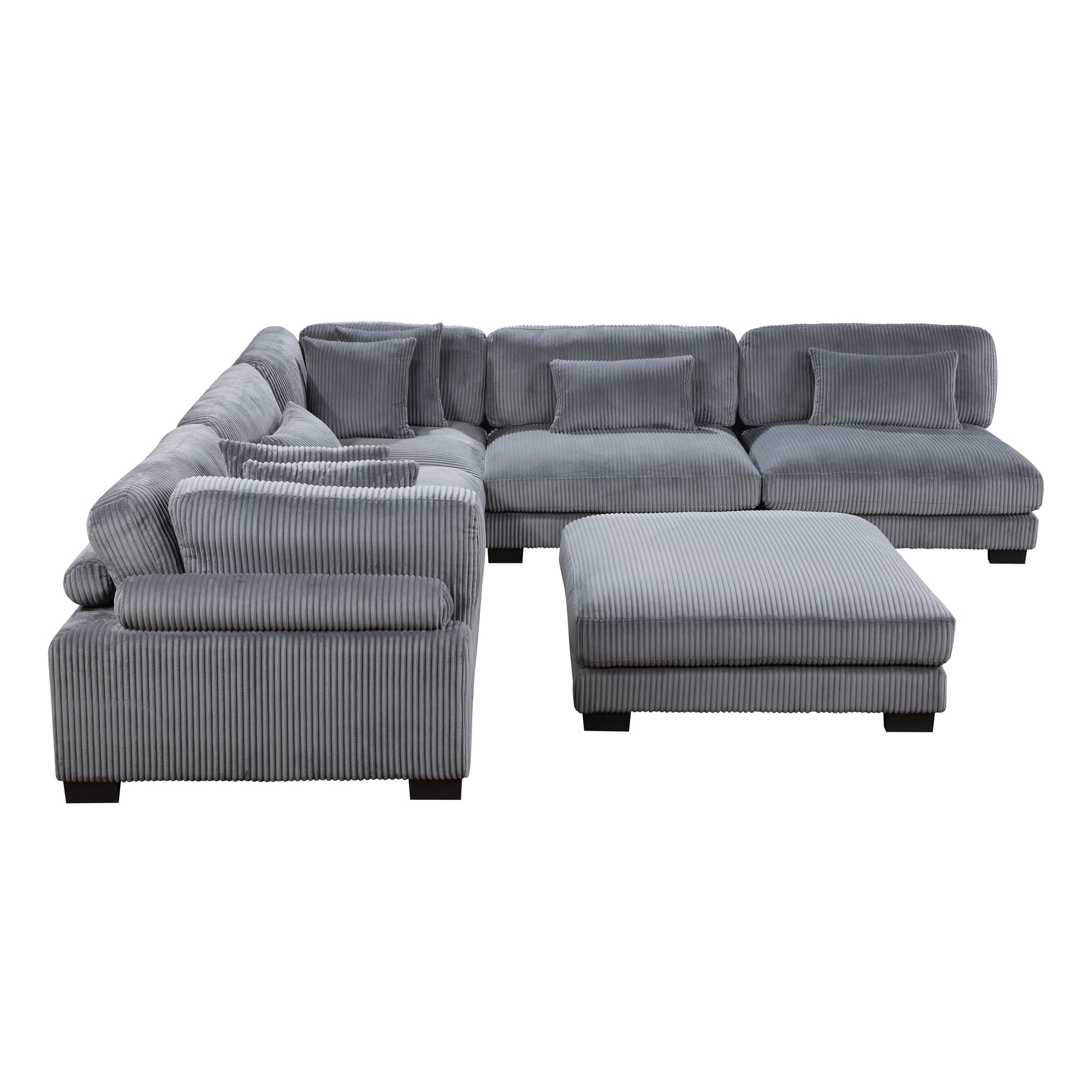 Braidy Corduroy 6-Piece Modular Sectional with Ottoman