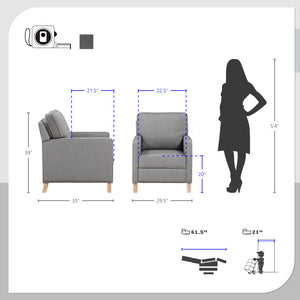 Ventura Textured Fabric Push Back Manual Reclining Chair