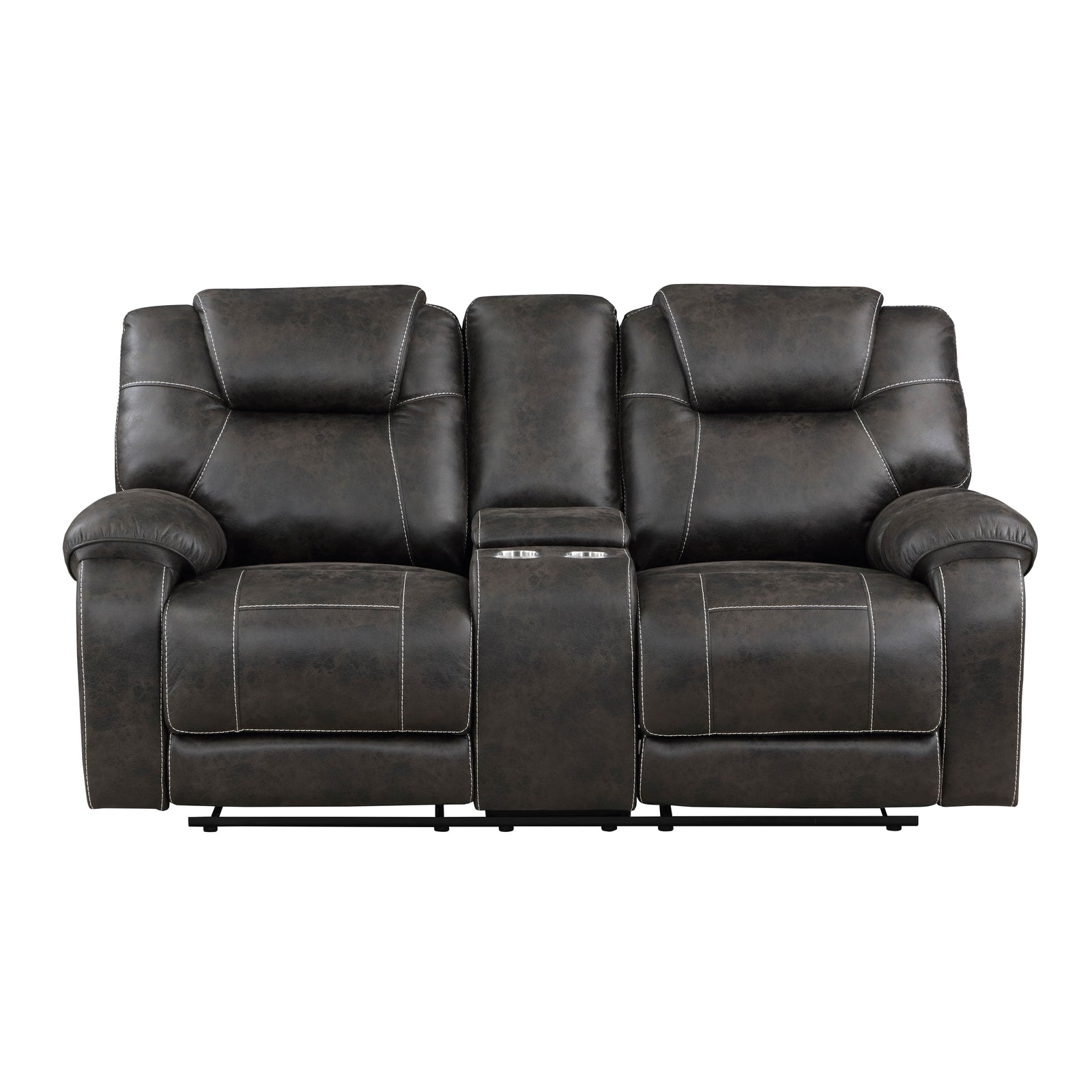 Flannery Polished Microfiber Manual Double Reclining Loveseat