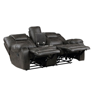 Flannery Polished Microfiber Manual Double Reclining Loveseat