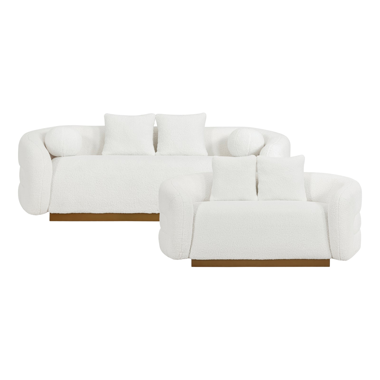 Selsey 2-Piece Sherpa Fabric Living Room Sofa Set