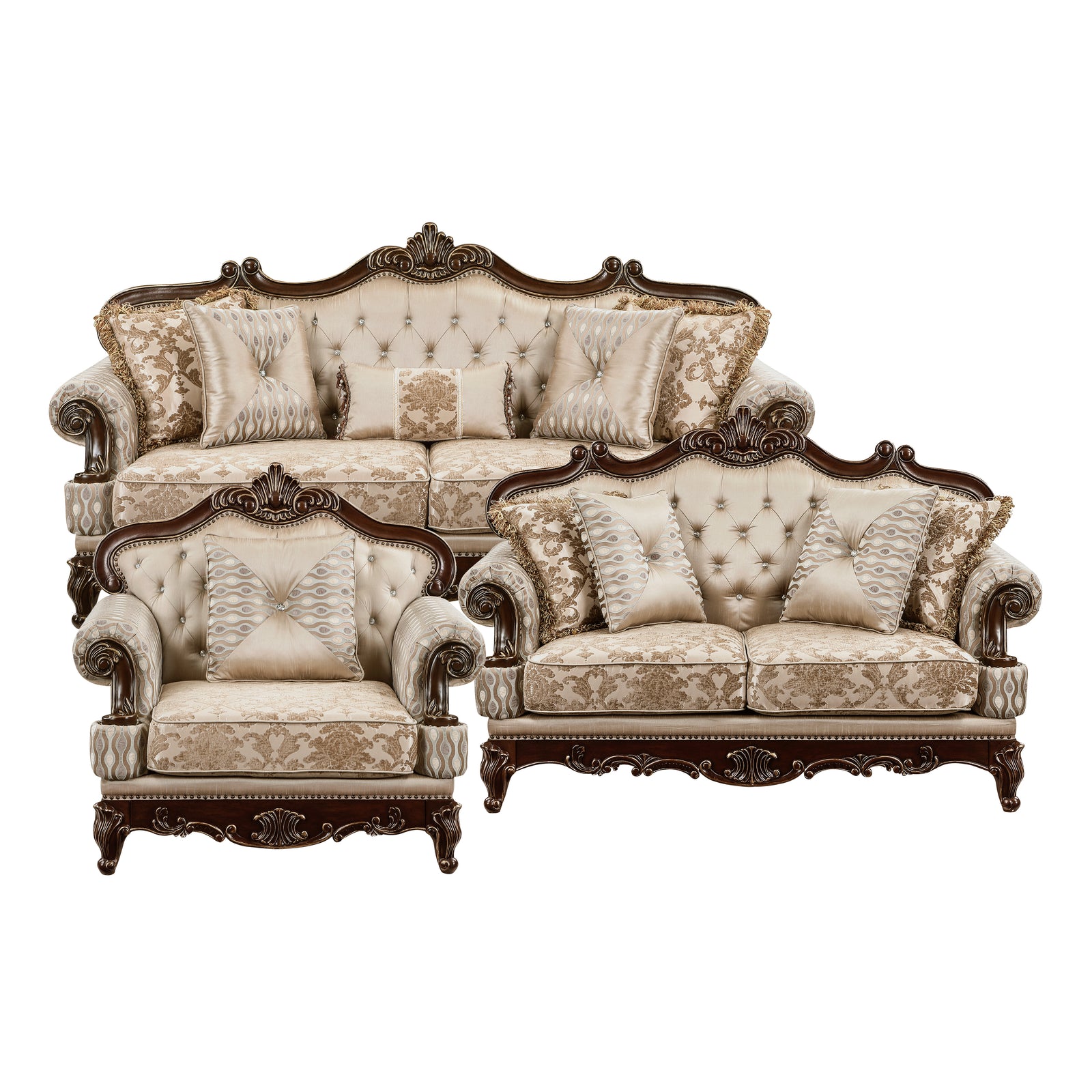 Vista 3-Piece Chenille Living Room Sofa Set