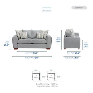 Ezra Chenille Fabric Living Room Loveseat