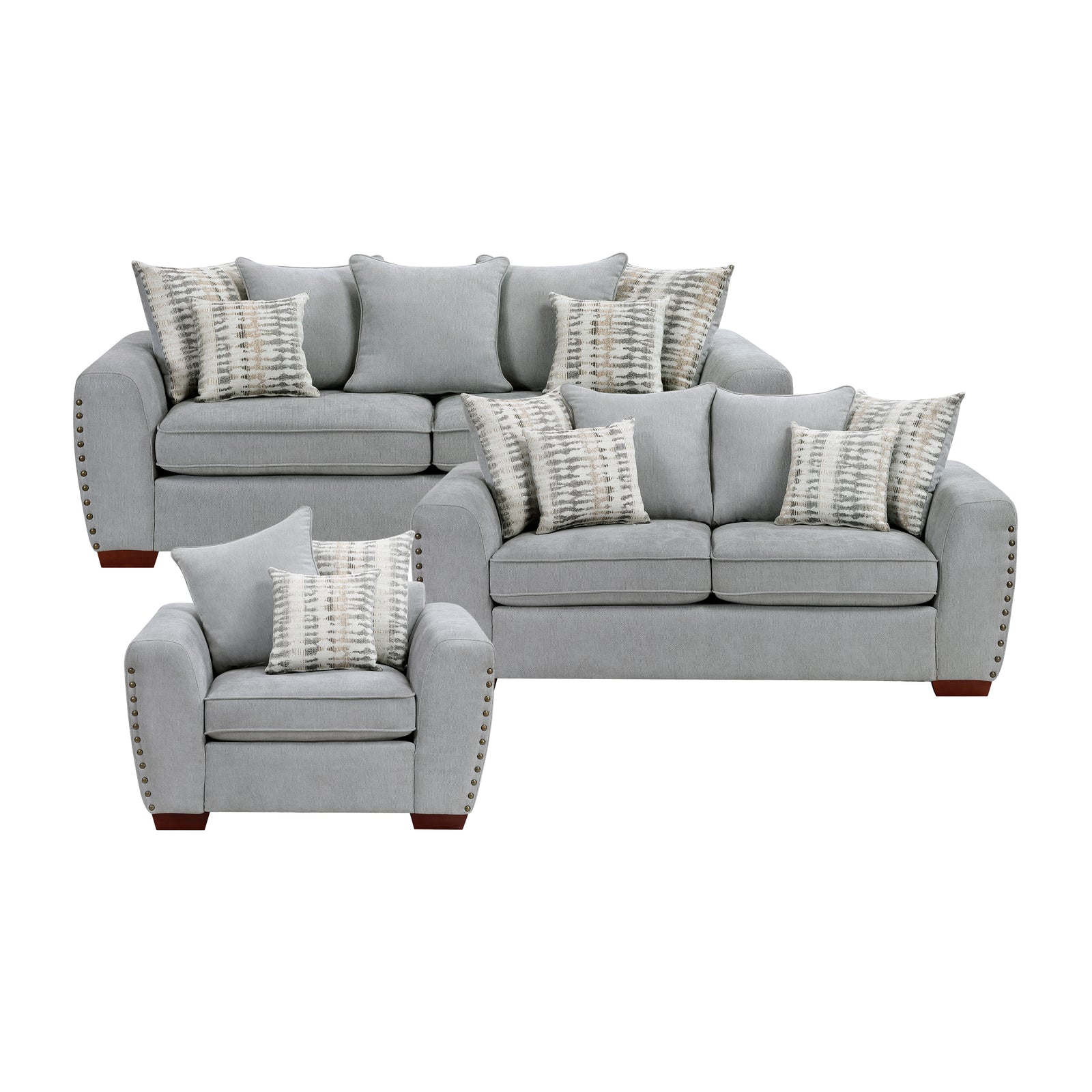 Ezra 3-Piece Chenille Fabric Living Room Sofa set