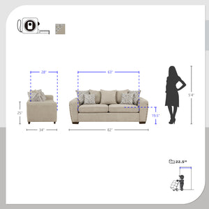 Ezra 3-Piece Chenille Living Room Sofa Set