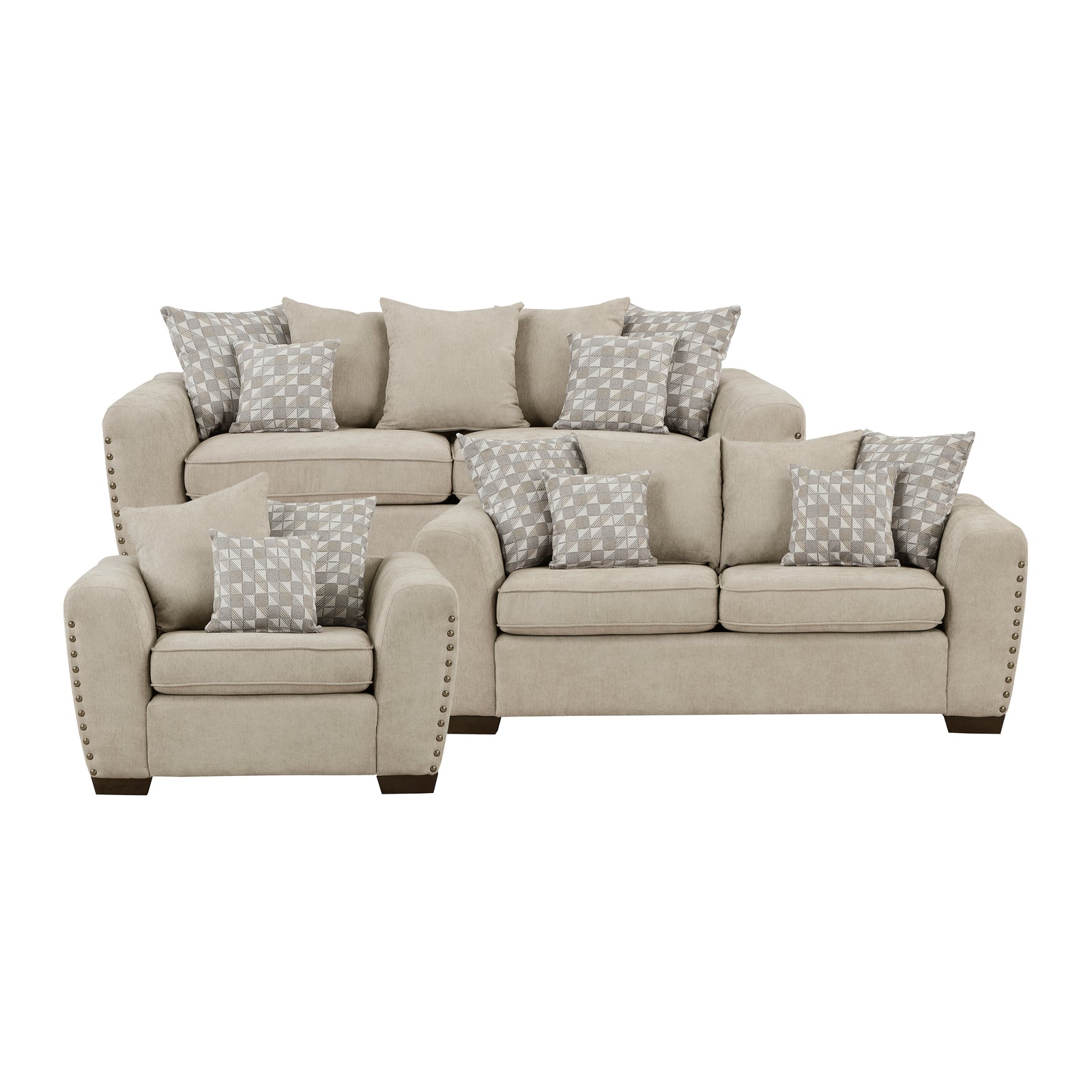 Ezra 3-Piece Chenille Living Room Sofa Set