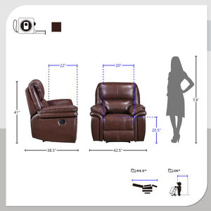 Palermo 3-Piece Manual Reclining Living Room Sofa Set