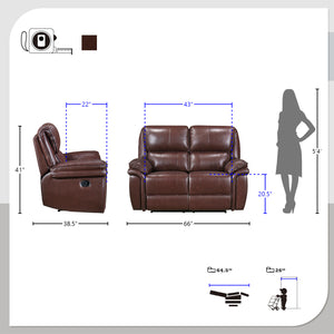 Palermo 3-Piece Manual Reclining Living Room Sofa Set