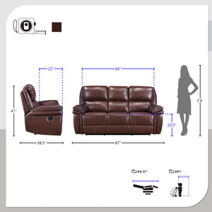 Palermo Leather Match Manual Double Reclining Sofa
