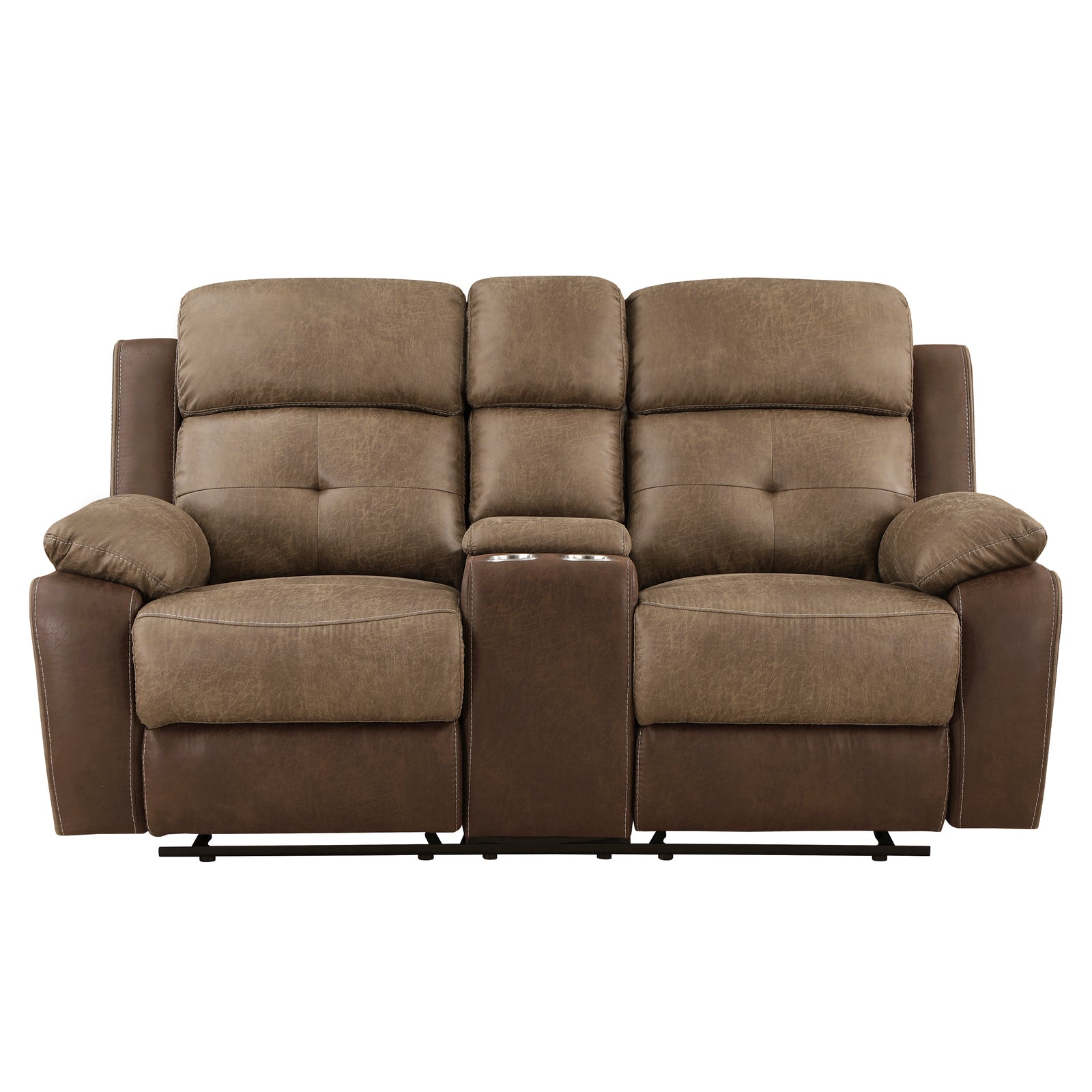 Jonnie Polished Microfiber Manual Double Glider Reclining Loveseat