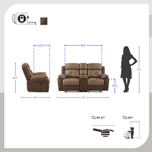 Jonnie 3-Piece Manual Reclining Living Room Sofa Set