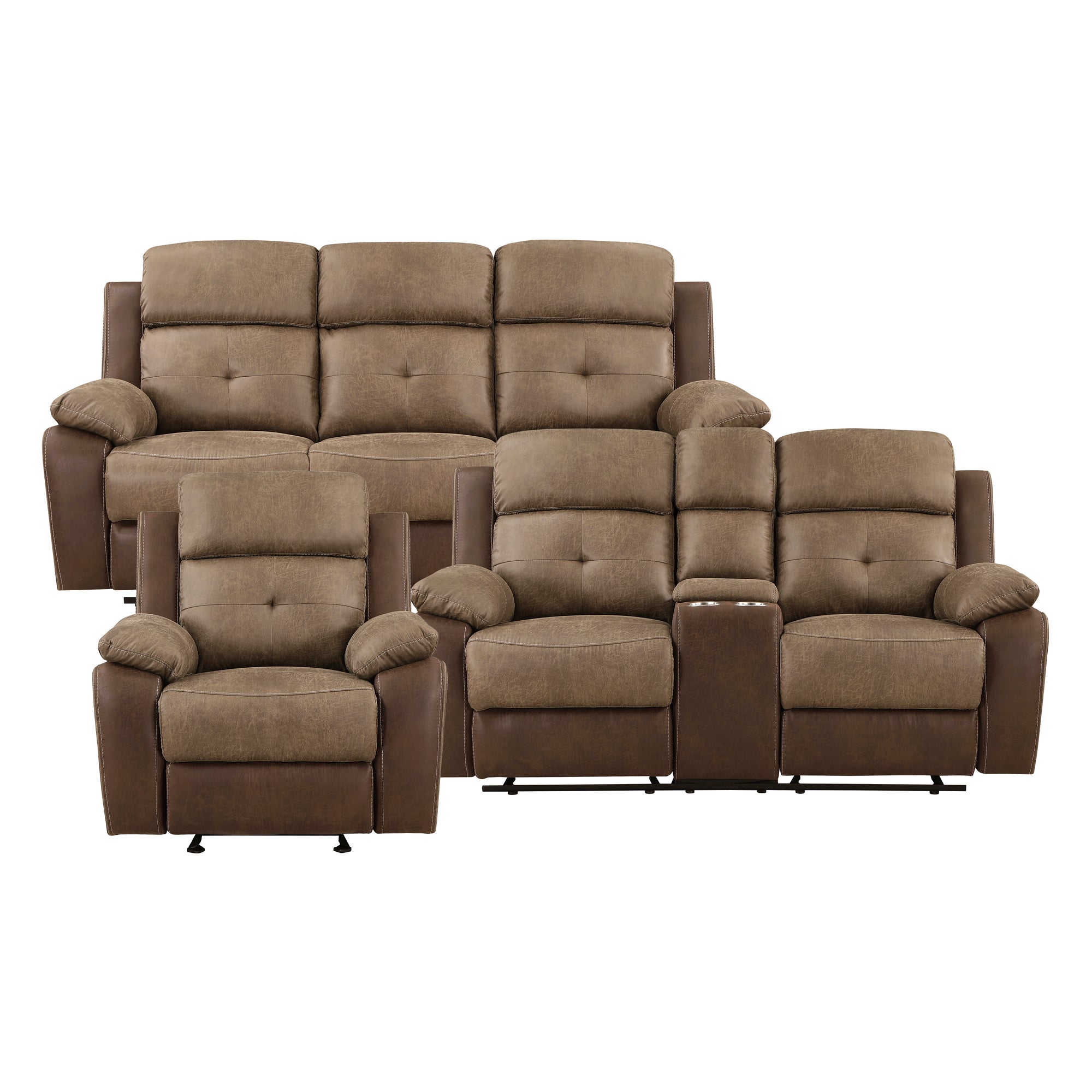 Jonnie 3-Piece Manual Reclining Living Room Sofa Set