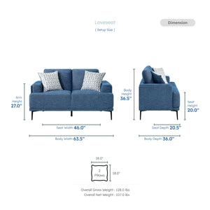 Luma Chenille Fabric Living Room Loveseat