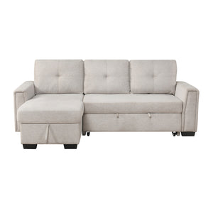 Darla  2-Piece Textured Fabric Sectional with Reversible Chaise and Pull-out Bed