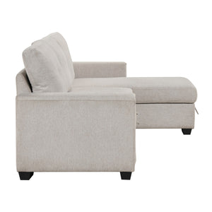 Darla  2-Piece Textured Fabric Sectional with Reversible Chaise and Pull-out Bed
