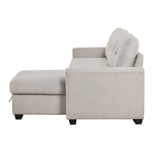 Darla  2-Piece Textured Fabric Sectional with Reversible Chaise and Pull-out Bed