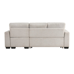 Darla  2-Piece Textured Fabric Sectional with Reversible Chaise and Pull-out Bed