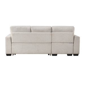 Darla  2-Piece Textured Fabric Sectional with Reversible Chaise and Pull-out Bed