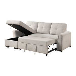 Darla  2-Piece Textured Fabric Sectional with Reversible Chaise and Pull-out Bed