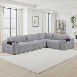 Mackay 4-Piece Textured Fabric Modular Sectional