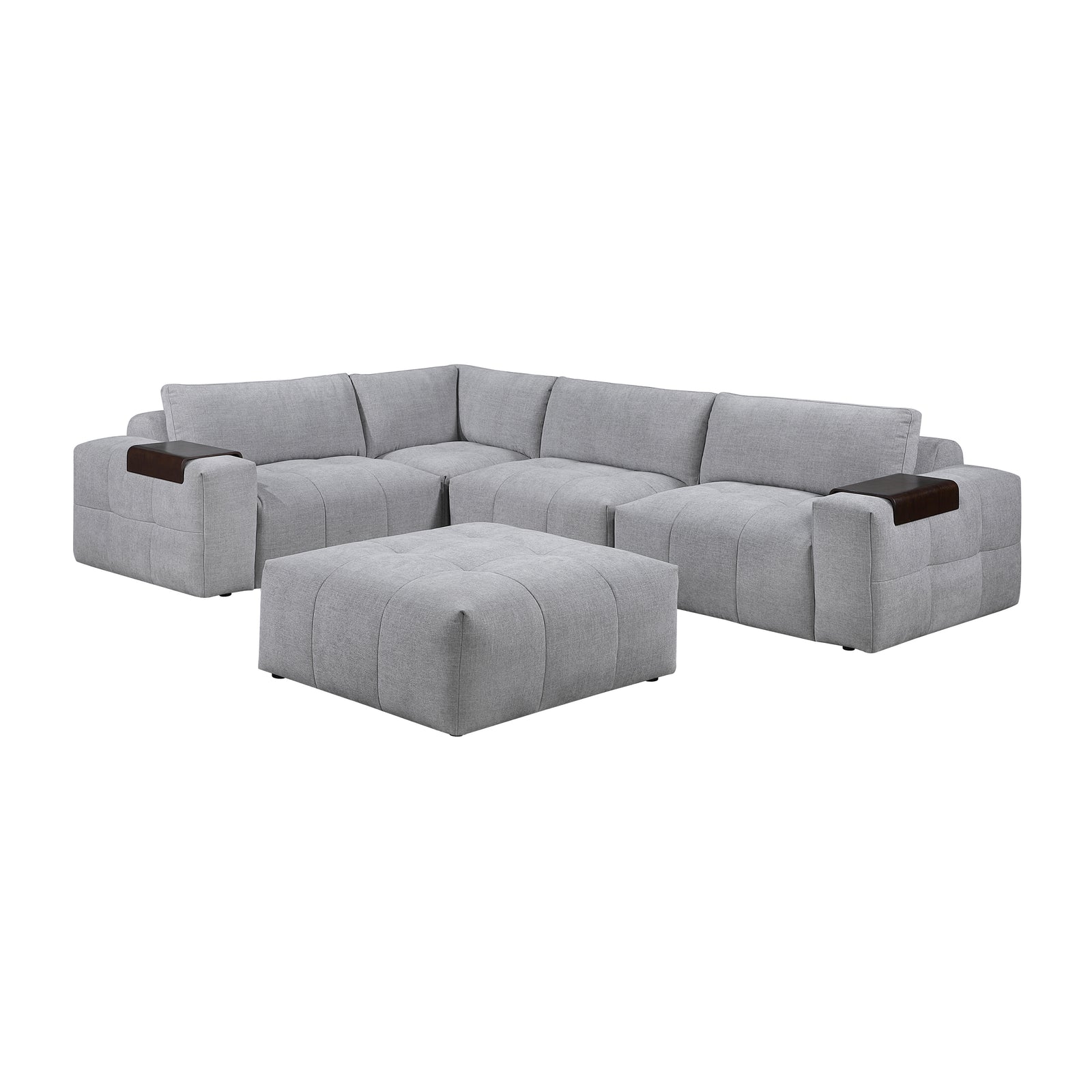 Mackay 5-Piece Textured Fabric Modular Sectional with Ottoman