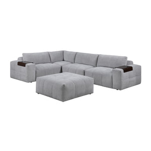Mackay 5-Piece Textured Fabric Modular Sectional with Ottoman