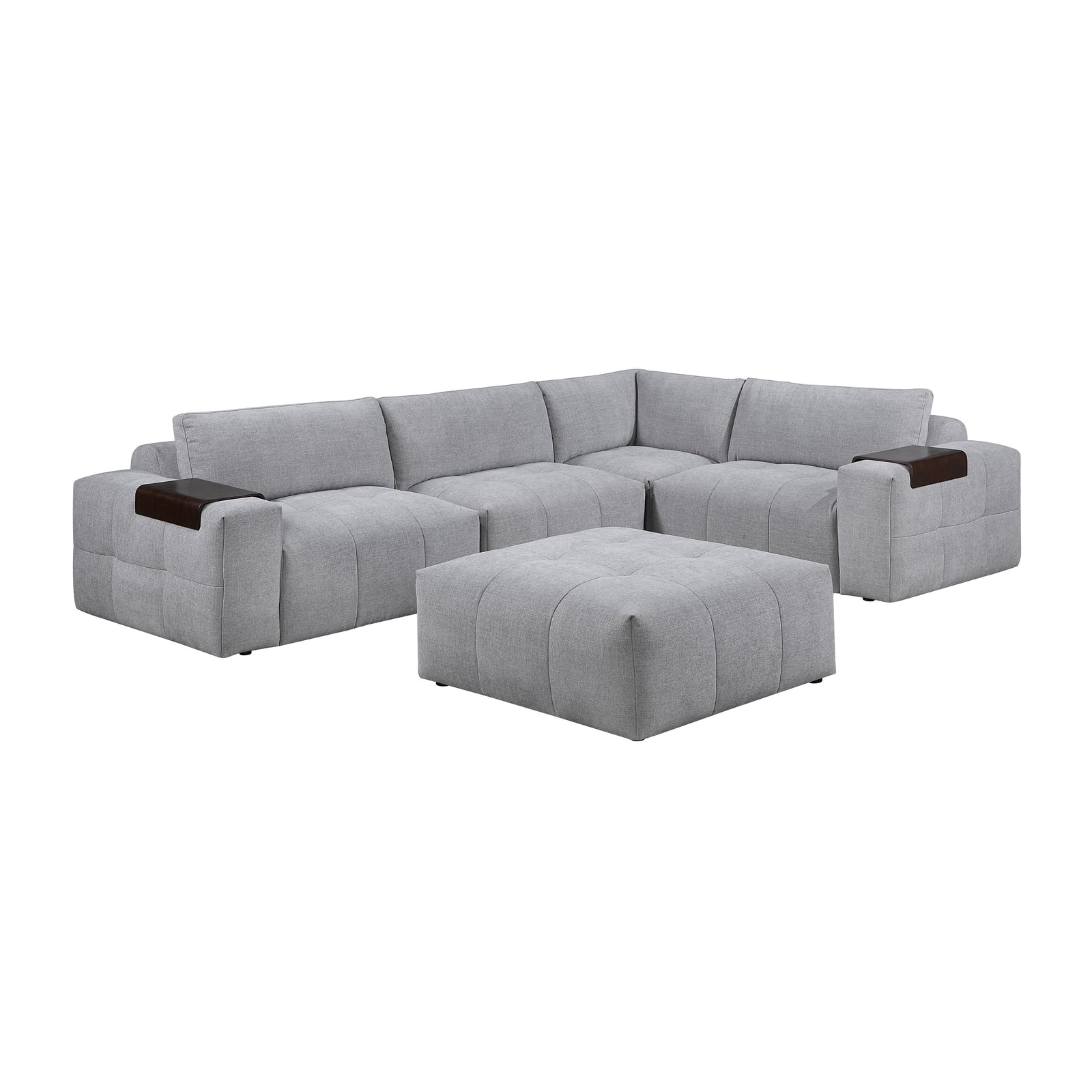 Mackay 5-Piece Textured Fabric Modular Sectional with Ottoman
