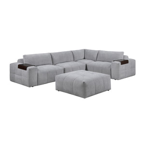 Mackay 5-Piece Textured Fabric Modular Sectional with Ottoman
