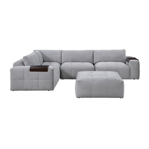 Mackay 5-Piece Textured Fabric Modular Sectional with Ottoman