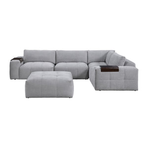 Mackay 5-Piece Textured Fabric Modular Sectional with Ottoman