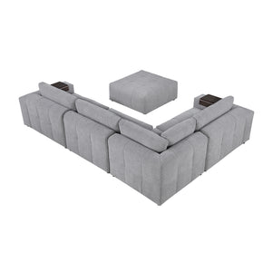 Mackay 5-Piece Textured Fabric Modular Sectional with Ottoman
