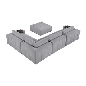 Mackay 5-Piece Textured Fabric Modular Sectional with Ottoman
