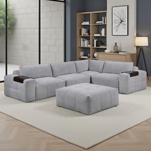 Mackay 5-Piece Textured Fabric Modular Sectional with Ottoman