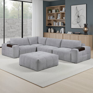Mackay 5-Piece Textured Fabric Modular Sectional with Ottoman