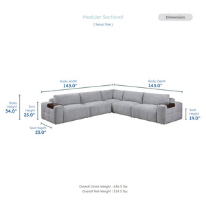Mackay 5-Piece Textured Fabric Modular Sectional