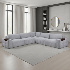 Mackay 5-Piece Textured Fabric Modular Sectional