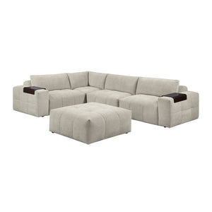 Mackay 5-Piece Textured Fabric Modular Sectional with Ottoman
