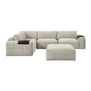 Mackay 5-Piece Textured Fabric Modular Sectional with Ottoman