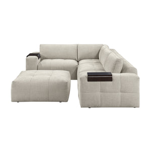 Mackay 5-Piece Textured Fabric Modular Sectional with Ottoman