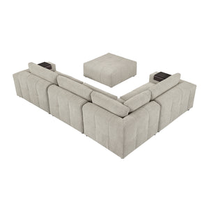 Mackay 5-Piece Textured Fabric Modular Sectional with Ottoman
