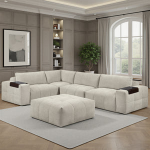 Mackay 5-Piece Textured Fabric Modular Sectional with Ottoman