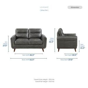 Sova Leather Match 2-Piece  Living Room Sofa Set
