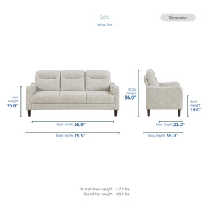 Ellery 2-Piece Chenille Fabric Living Room Sofa set