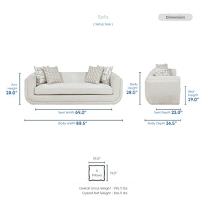 Calvani Chenille Fabric Living Room Sofa