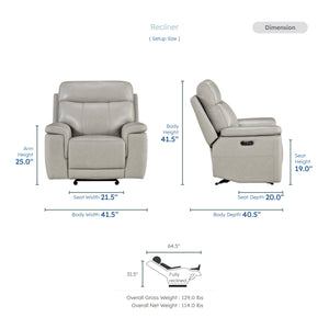 Vireo Leather Power Glider Reclining Chair with Power Headrest