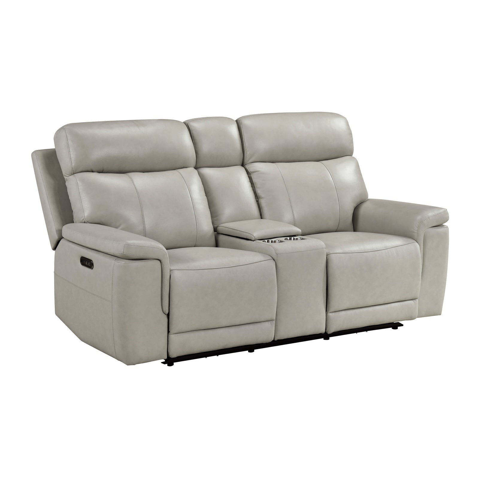 Vireo Leather Power Double Reclining Love Seat with Power Headrest and Center Console