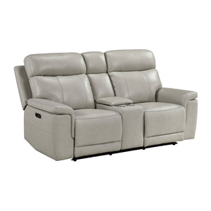 Vireo Leather Power Double Reclining Love Seat with Power Headrest and Center Console