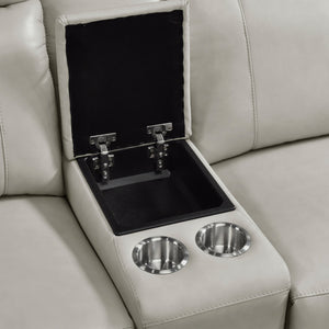 Vireo Leather Power Double Reclining Love Seat with Power Headrest and Center Console