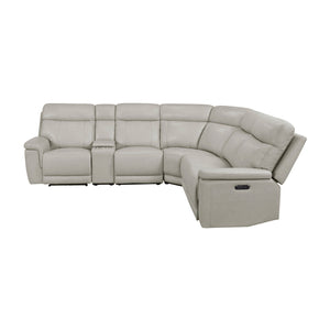 Vireo Leather  6-Piece Modular Power Reclining Sectional with Power Headrests and Charging Ports