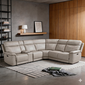 Vireo Leather  6-Piece Modular Power Reclining Sectional with Power Headrests and Charging Ports